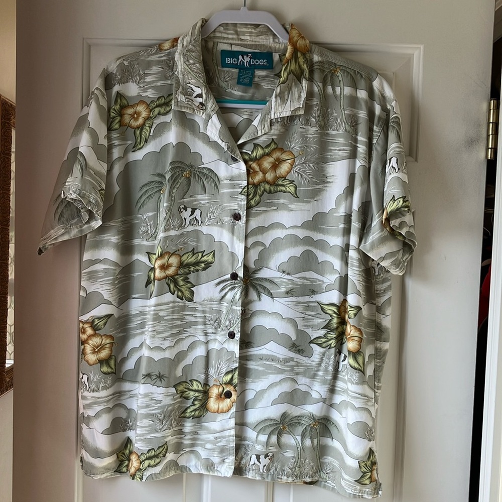 Bid Dogs Men’s Hawaiian Shirt Short Sleeve Multicolor Size XL